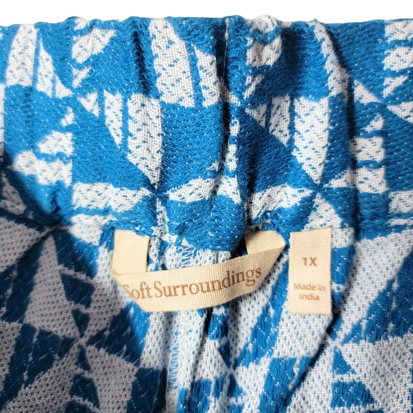 Soft Surroundings Narah Wide Leg Palazzo Pant Blue & White Geometric Print 1X - Picture 6 of 15